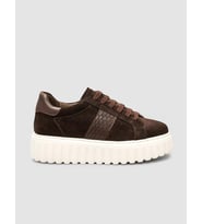 Süet Bağıcıklı Kroko Kahverengi Kadın Sneaker Ayakkabı
