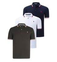 ÜÇLÜ SET T8594 DEWBERRY ERKEK T-SHIRT-LACİVERT-BEYAZ-HAKİ (Karışık)