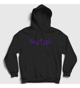 Presmono Unisex Siyah Logo Deep Purple Kapüşonlu Sweatshirt 60578tt