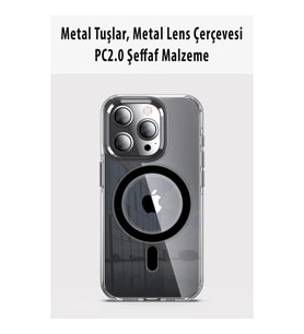 Joko  İphone 15 Pro Max Kılıf Crystal Magsafe Kapak - Şeffaf