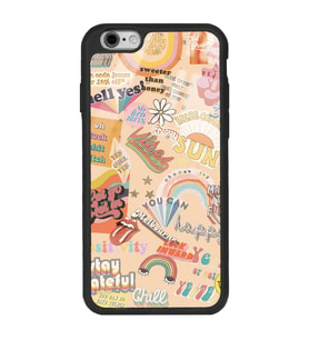 iPhone Modellerine Uyumlu Vintage Sticker Tasarımlı Glossy Telefon Kılıfı