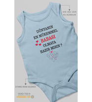 Dünyanın En Mükemmel Babası Olmaya Hazır Mısın? Baskılı Bebek Zıbını –  %100 Pamuk Sıfır Kol (Bebek Mavisi)