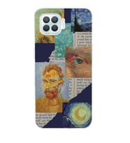 Oppo Reno 4 Lite Uyumlu Vincent van Gogh Kolaj Desenli Şeffaf Telefon Kılıfı