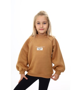 Toontoy Kız Çocuk Baskılı Sweatshirt (Kahverengi)