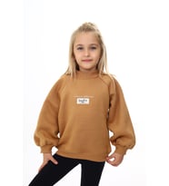 Toontoy Kız Çocuk Baskılı Sweatshirt (Kahverengi)