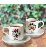 Mickey & Minnie Mouse Sevgili Çift Tasarımlı İkili Türk Kahvesi Fincanı Kişiye Özel