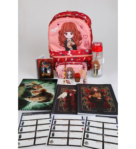 x Dekomus "Magic Girl Collection" Hermione Granger Lisanslı Kırtasiye Seti İlkokul ve Kalem Çantası,700 ml Matara,A4 defter