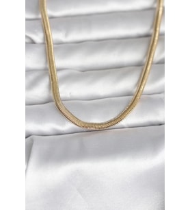 CM 14K Gold Renk Yassı Yılan Zincir Model 45 cm Kadın Kolye