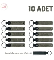 Kül Gri & Lacivert, Dans Grubu İçin Kişiselleştirilebilir Hediyelik Hatıra Anahtarlık 10’lu Set