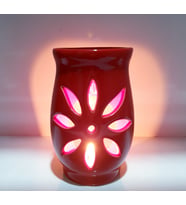 kırmızı lotus motifli seramik buhurdanlık