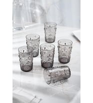 Akrilik Füme 6'lı Kısa Bardak & Su Meşrubat Kahve Yanı Bardağı 400 ml ( Cam Değildir )