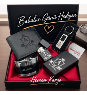 Hemen Kargo Lüks Tasarım Hakiki Deri Erkek Cüzdan Çakmak Küllük Anahtarlık Saklama Kabı Hediye Seti, Sevgiliye, Eşe, Babaya, Arkadaşa Kişiye Özel Hediye