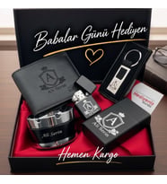 Hemen Kargo Lüks Tasarım Hakiki Deri Erkek Cüzdan Çakmak Küllük Anahtarlık Saklama Kabı Hediye Seti, Sevgiliye, Eşe, Babaya, Arkadaşa Kişiye Özel Hediye