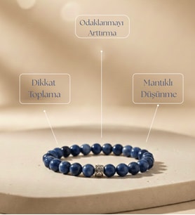 Doğal Sodalit Taşı Bileklik – Mavi Doğal Taş – Odak ve Sakinlik Bilekliği 8mm Unisex