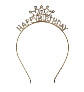 Taç Metal Taşlı Happy Birthday Taşlı İşlemeli Altı
