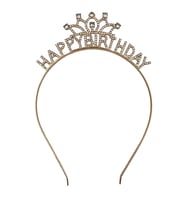 Taç Metal Taşlı Happy Birthday Taşlı İşlemeli Altı