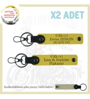 Biker Tarzına Uygun İsim Plaka, 0 Rh (+) Kan Grubu Yazılı Özel Anlamlı Hediye x2 Anahtarlık, Sarı-SK (Çok Renkli)