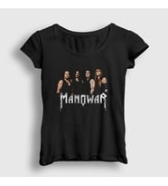 Presmono Kadın Siyah Band Manowar T-Shirt 63342tt