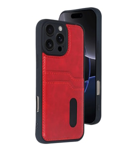 iPhone 16 Pro Kılıf Sara Kartvizitli Deri Kılıf - Kırmızı