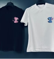 Lilo ve Stiç Sevgili Kombini Oversize Çift Renk T-shirt
