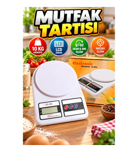 Dijital Hassas 10 Kg LCD Ekranlı Mutfak Tartısı Gram ve Ons Ölçüm Özellikli