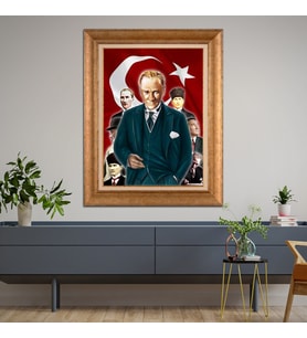Altın Varaklı Paspartulu Çerçeveli Tablo rv634