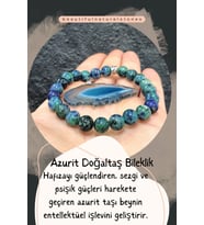 Nelleovana Azurit Doğaltaş Bileklik ( Akik Taş Hediyeli ) 8 Mm ( Hafıza Güçlendirici / Sezgi Ve Psişik Güç )