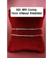 Gümüş Mors Alfabesi Bileklik,  Çift Bilekliği, Sevgili Bilekliği, Hediye