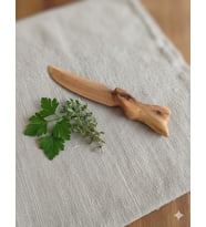 Zeytin el yapımı sebze bıçağı (Ekru - Kahverengi)