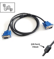 Gabble 1.5M VGA KABLOSU 3+2 LUX - Çift Ferrit Filtreli HD Monitör/Projeksiyon Uyumlu