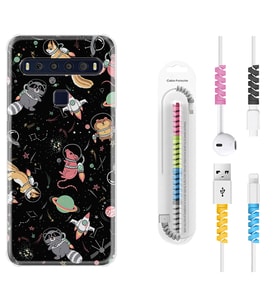 TCL 10L 10 Plus 10SE 20E 20SE 30SE L7 Kılıf Kablo Koruma Spiral Silikon Planet Animals 1771