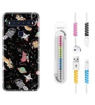TCL 10L 10 Plus 10SE 20E 20SE 30SE L7 Kılıf Kablo Koruma Spiral Silikon Planet Animals 1771