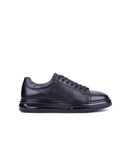 Fosco - Hakiki Deri Siyah Renk Erkek Deri Sneaker - 3240
