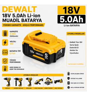 DEWALT DCV517, DCV584, DCV586, DCV501 ile Uyumlu Muadil Matkap Bataryası