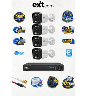 4 Kameralı Güvenlik Kamera Seti 2MP 1080P Full HD AHD – 320GB HDD, Renkli Gece Görüşü, Yüz ve Araç Algılama