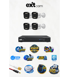 EXİTCAM 4 Kameralı 2 MP 1080P Full HD AHD Güvenlik Kamera Seti - Gece Renkli 320GB HDD 4 Kanal DVR