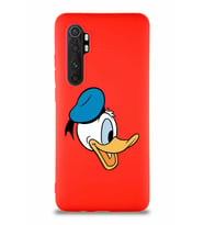 Xiaomi Mi Note 10 Lite Soft Premier Kapak Donald Duck-F Tasarımlı Silikon Kılıf - Kırmızı (Şeffaf)
