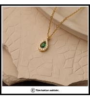 925 Ayar Gümüş Yeşil Taşlı Kolye