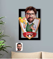 BK Gift Kişiye Özel İsimli Erkek Ressam Karikatürlü 3D Ahşap Tablo-1
