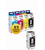 Epson EcoTank L3256 Yazıcı İçin 3 Renkli + 2 Siyah Muadil Mürekkep