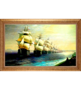 Çerçeveli Paspartulu Manzara Tablo bm0820 (Gold)