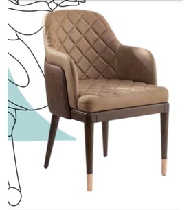 Sandalye 19797 Zus 2110 Berjer Model Vizon-Kahve Renk Tam Kolçak Ort Ceviz Ayak