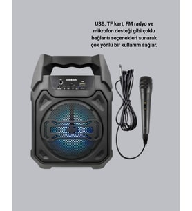 Taşınabilir Bluetooth Hoparlör – FM Radyo, USB, SD Kart ve TWS Özellikli
