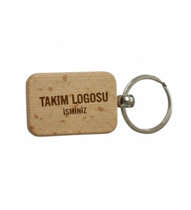Kişiye Özel Mini Dikgörtgen Ahşap Anahtarlık – Takım Logosu ve İsim Yazılı Lazer Gravür Anahtarlık – Taraftara Özel Tasarım Hediye