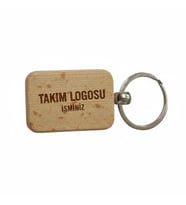 Kişiye Özel Mini Dikgörtgen Ahşap Anahtarlık – Takım Logosu ve İsim Yazılı Lazer Gravür Anahtarlık – Taraftara Özel Tasarım Hediye