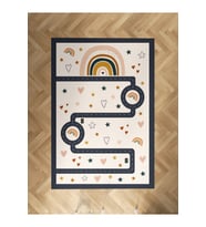MEKTA HOME BEBEK VE ÇOCUK ODASI Soft Gökkuşağı ve Yol Desenli Halı