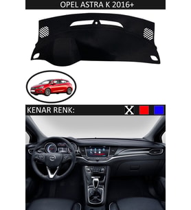Opel Astra K 2016+ Için Uygun Torpido Koruma Halısı Siyah Kenar Renk Siyah