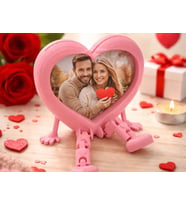 3D Baskı Aşk Kalpli Fotoğraf Çerçevesi - Hareketli Bacaklı Masaüstü Çerçeve-Pembe