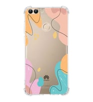 Huawei P Smart Uyumlu Köşe Korumalı Antişok Kapak Karışık Renkler Tasarımlı Şeffaf Kılıf