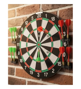 Mey İthalat® 12 İnç Dart Tahtası 4 Adet Metal Uçlu Dart Oku Kolay Montajlı